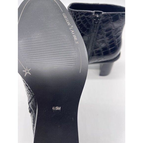 Gibson Latimer Black Leather Croc Embossed Boots Size 6.5 - Picture 10 of 11
